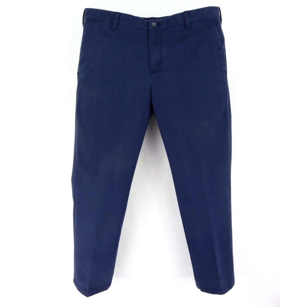 IZOD Pants Slim Fit Mens 37x28 Blue‎ Dark Wash Chinos Cotton Flat Front Pockets